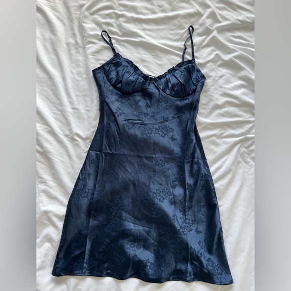 Blue Silk Slip Dress